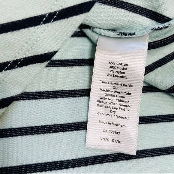 Talbots Striped 3/4 Sleeve Peplum Top Black/Blue M - Picture 6 of 13